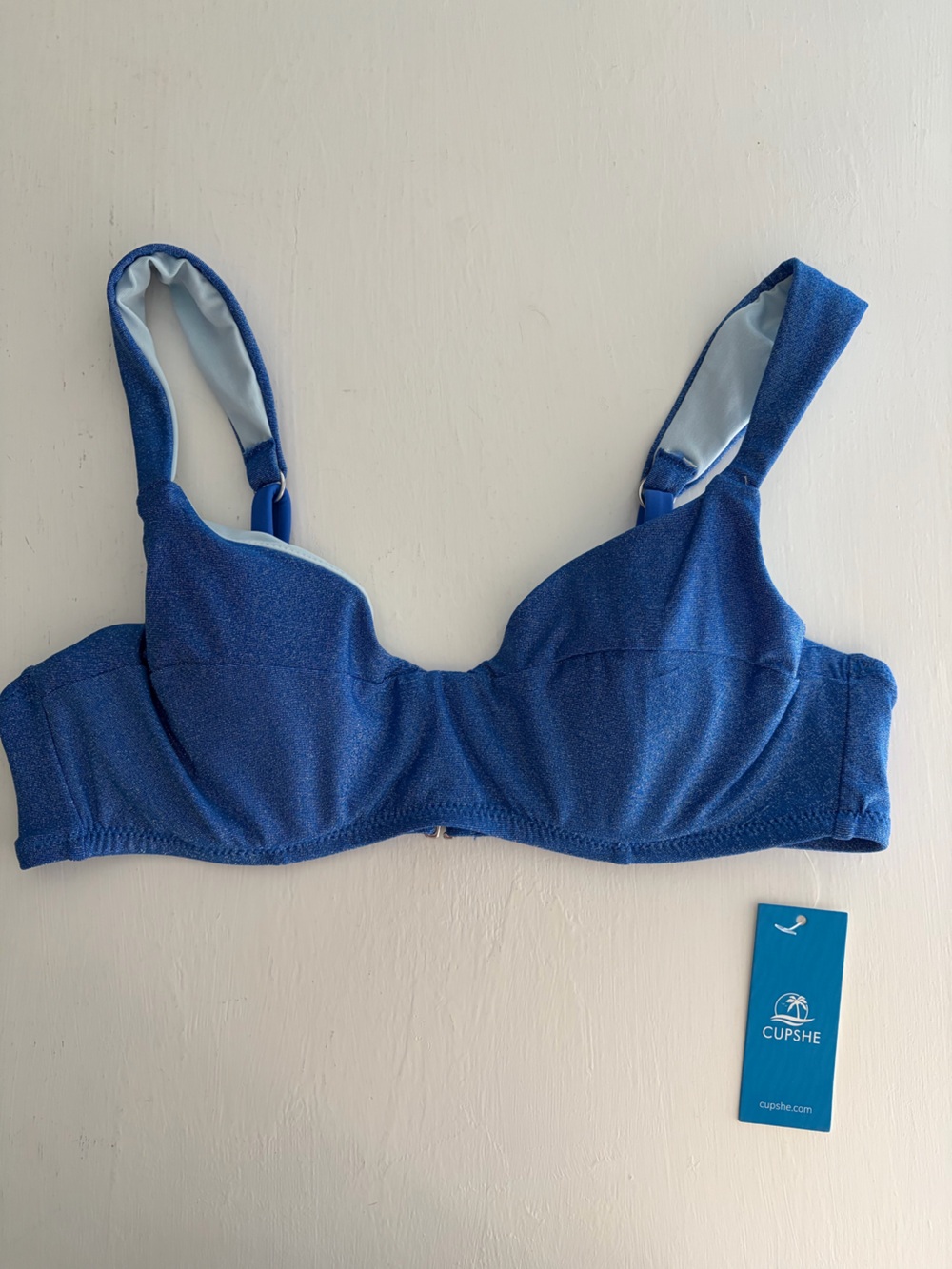 Cupshe Blue Sparkly Bikini Top